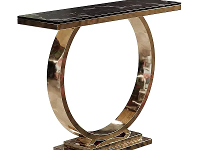 Modern Console Table With Black Top And Metal Circular Base Design 3d model