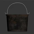 Vintage Metal Bucket With Rustic Copper Green Patina And Weathered Wooden Handle
