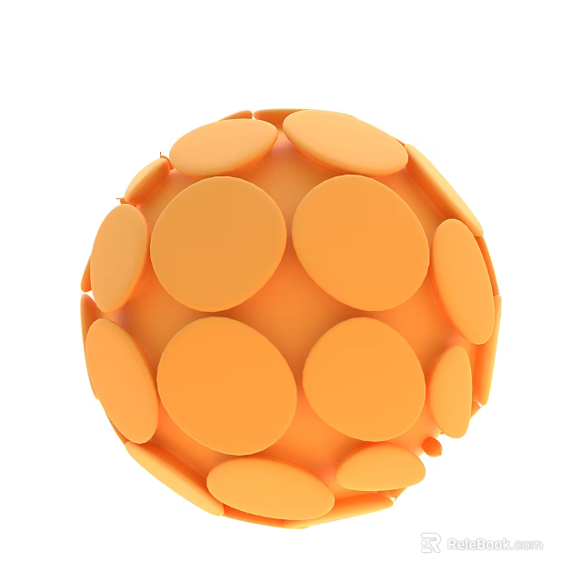 Modern Orange Spherical Decorative Ornament Set With Circular Discs And Artistic Design 3d model 