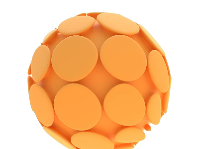 Modern Orange Spherical Decorative Ornament Set With Circular Discs And Artistic Design 3d model