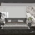 Modern Bedroom Interior Design With Upholstered Bed Marble Accent Wall And Area Rug
