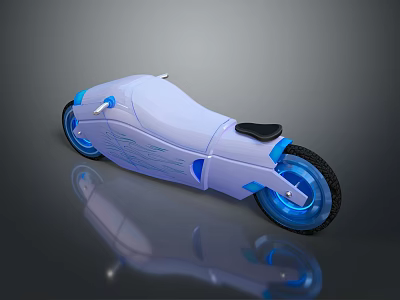 Sleek Modern Light Blue Motorcycle With Streamlined Body And Blue Wheels Design 3d model