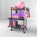 Heavy Duty Metal Storage Rack With Yoga Mats Dumbbells Kettlebells Exercise Ball For Home Gym