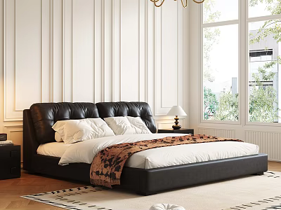 French Middle Style Double Bed 3d model