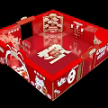 Red Festive Gift Box With Lucky Cat Patterns And Spring Greeting Decorative Elements 3d model