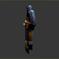 Intricate Blue And Yellow Shield Weapon With Decorative Metal And Wooden Accents
