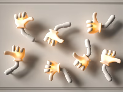 Unique Shaped Wall Lamps with Creative Artistic Design and Warm Lighting Effect 3d model