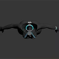 Futuristic Female 3D Model In Sleek Black And White Bodysuit With Blue Accents