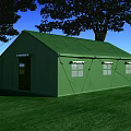 Green Camping Tent With Door Windows In Outdoor Grass And Trees