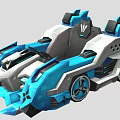 Futuristic Blue And White Racing Car With Sleek Aerodynamic Body And Stylish Wheels