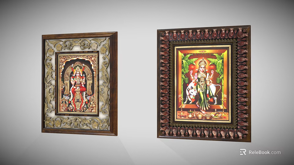 Traditional Decorative Wall Art Furniture With Intricate Frames And Cultural Motifs 3d model 