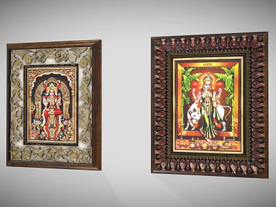Traditional Decorative Wall Art Furniture With Intricate Frames And Cultural Motifs 3d model