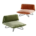 Modern Green and Orange Lounge Chairs With Velvet Upholstery And Metal Frame Base