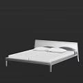 Modern Double Bed Design With Metal Frame White Mattress And Sleek Headboard