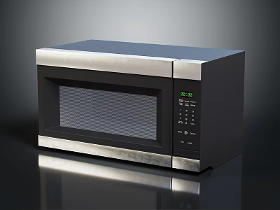 Modern Black And Silver Microwave Oven With Stainless Steel Trim Digital Display And Control Panel 3d model