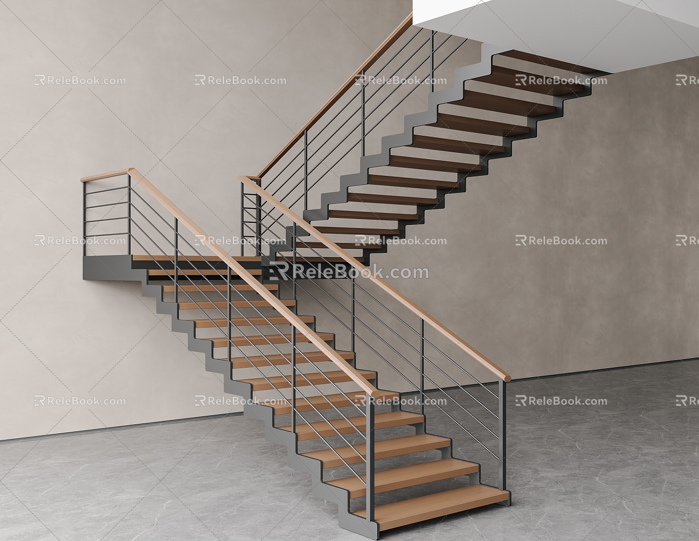 Modern wrought iron corner staircase wrought iron railing steel structure staircase suspended staircase wrought iron handrail 3d model