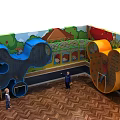 Colorful Indoor Playground Equipment with Climbing Structure Tunnel and Cartoon Murals for Kids