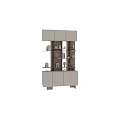 Modern Minimalist Bookcase Shelving With Open Compartments Books And Decorative Artworks