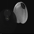 Modern Black And White Oval Pendant Lights With Striped Glass Shades