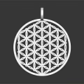 Silver Circular Jewelry Pendant With Delicate Geometric Floral Pattern And Shiny Surface