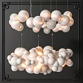 Modern White Spherical Chandelier With Multiple Illuminated Balls For Interior Decoration 3d model