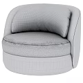 Modern Gray Armchair Featuring Round Design Soft Curved Backrest And Comfortable Seat