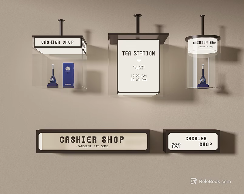 Roadside Facilities Signage for Cashier Shop Tea Station and Coffee Shop Identification 3d model 