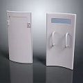 Pair of White Curved Panels With Handles And Small Window Design