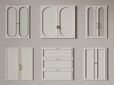 Various White Door Designs With Brass Handles And Different Panel Styles 3d model