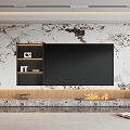 Living room TV wall stone TV wall Pandora stone 3d model