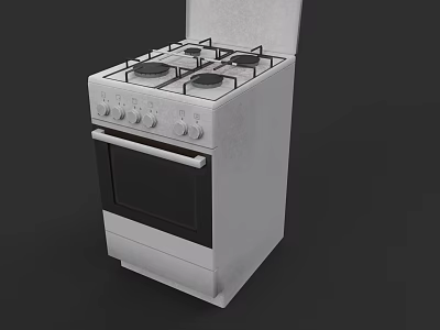 White Gas Stove With Oven Four Burners Modern Kitchen Appliance For Home Cooking 3d model
