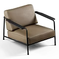 Modern Leisure Chair With Beige Leather Upholstery And Black Metal Frame