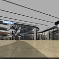 Modern Spacious Bright Shopping Mall Lobby With Ceiling Lights Retail Stores Escalators And Shoppers