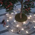 Circular Tree Pit With Seating And Inscribed Characters In Outdoor Public Space 3d model