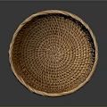 Handwoven Natural Wicker Basket With Round Shape And Intricate Weave Pattern