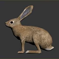 Brown Rabbit Sculpture With Long Ears And White Paws On Dark Background