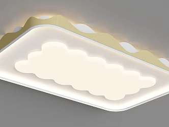 Living Room Bedroom Rectangular White Cloud Shape Yellow Macaron Ceiling Lamp 3d model