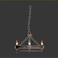 Vintage Metal Chain Chandelier With Candle Style Lights And Round Design