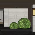 Modern Entryway Hallway Design With Illuminated Moss Balls And Reflective Flooring