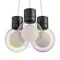 Modern Spherical Pendant Lights With Black Cap Transparent Glass And White Pink Yellow Tones