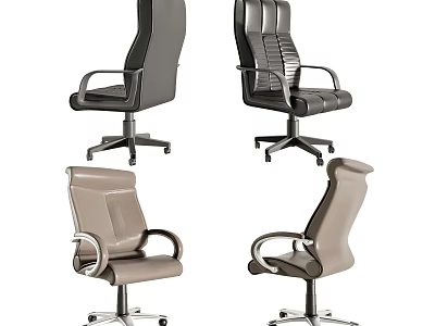Modern Leather Office Chairs With High Back Armrests And Wheeled Base In Black Beige 3d model