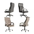 Modern Leather Office Chairs With High Back Armrests And Wheeled Base In Black Beige