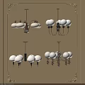 Modern Chandeliers With White Spherical Lampshades And Decorative Metal Frame Designs