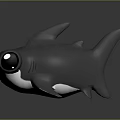 Cute Cartoon Shark With Big Eyes Gray Body And White Belly