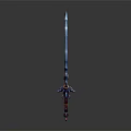 Ornate Mythical Sword With Intricate Blue And Gold Decorative Design
