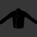 Black Stand Collar Jacket With Leather Sleeves And Button Front Design