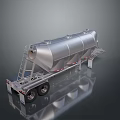 Metallic Silver Tanker Truck Trailer With Ladder Step And Dual Wheels