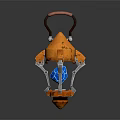 Orange Mechanical Lantern With Red Handle Blue Glowing Core Vintage Sci Fi Decorative Lighting