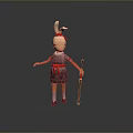 Female Cartoon Game Character With Purple Dress Red Belt Staff And White Hair Decoration