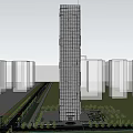 Modern High Rise Office Building With Glass Curtain Wall Exterior Design